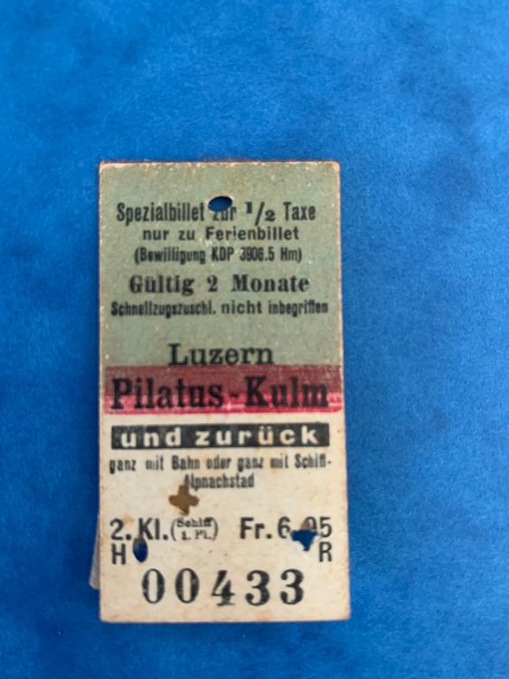 SBB Billet 1947 2 Klasse Spezialbillet Luzern Pilatus Kulm Kaufen