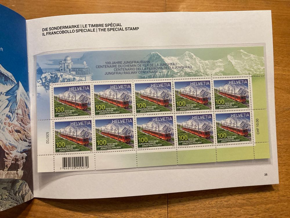 Briefmarken Souvenir Jahre Jungfraubahn Kaufen Auf Ricardo