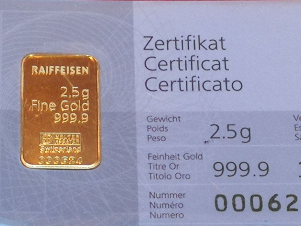 Goldbarren Raiffeisen Kinebar Gramm In Ovp Kaufen Auf Ricardo