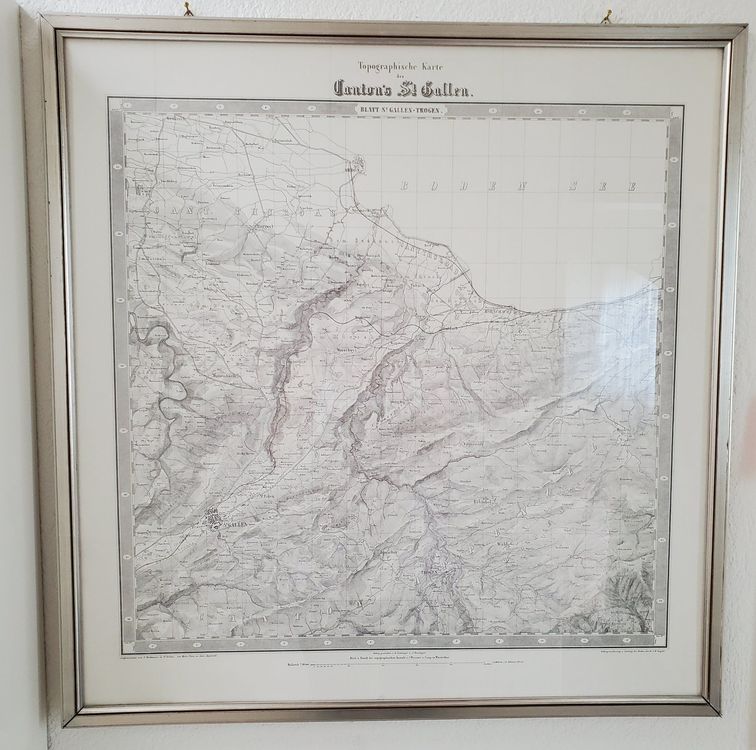 Stich Topographische Karte Des Kanton S St Gallen Gerahmt Kaufen