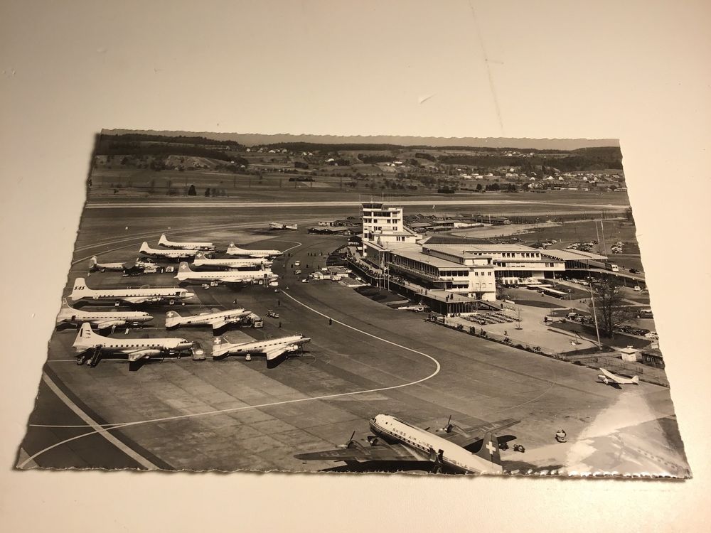 Swissair Postkarten Schwarz Weiss Flughafen Z Rich Original Kaufen