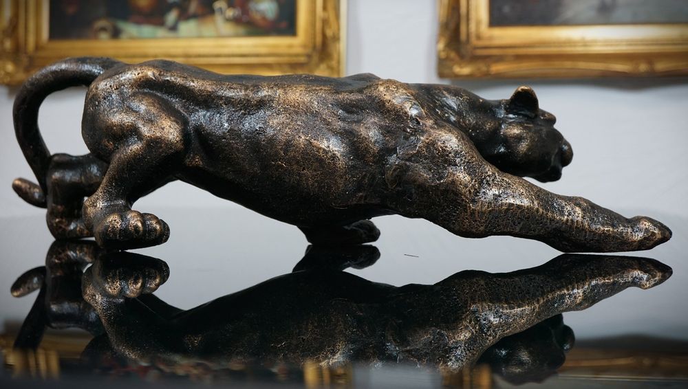 IMPOSANTE JAGUAR SKULPTUR FIGUR BRONZE EISEN Kaufen Auf Ricardo