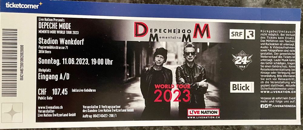 Depeche Mode Konzert Ticket Kaufen Auf Ricardo