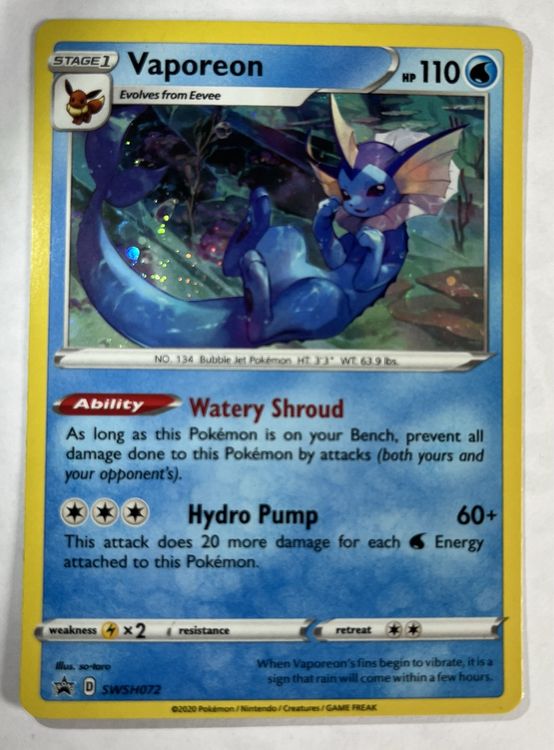 Holo Vaporeon Pokemon Karte Kaufen Auf Ricardo