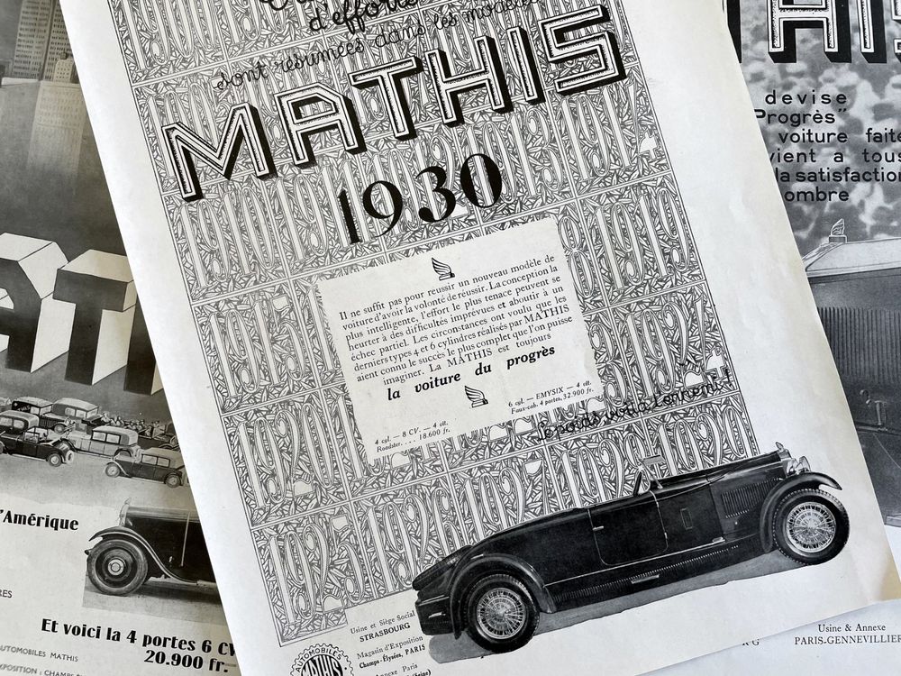 Mathis Cars Alte Werbungen Anciennes Publicit S Kaufen