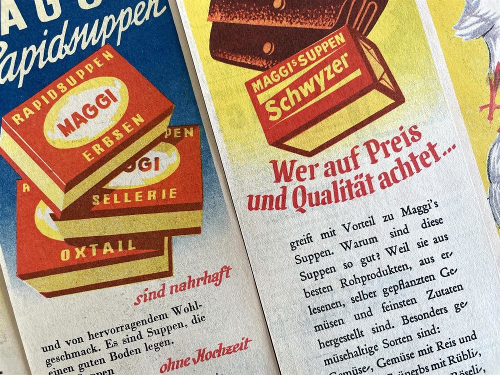 Maggi 4 alte Werbungen Anciennes publicités 1948 49 Kaufen auf