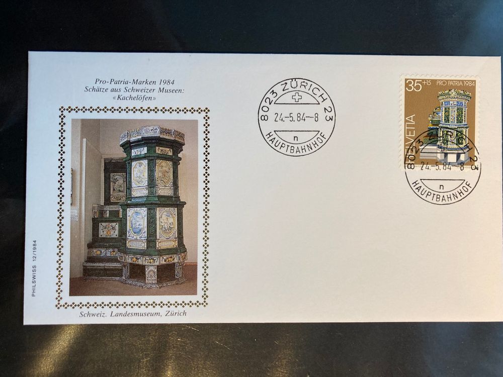 CH 1984 FDC PP 35Rp Kachelofen Landesmus Ortsstempel Zürich Kaufen