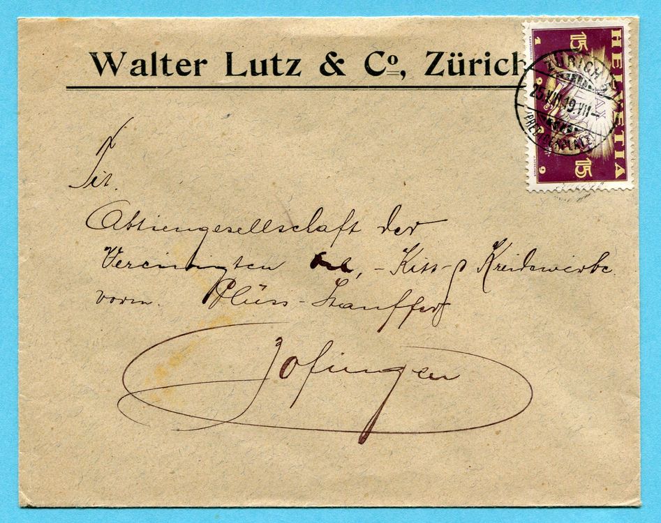 Brief Zürich n Zofingen 1919 Absender Walter Lutz Co Kaufen