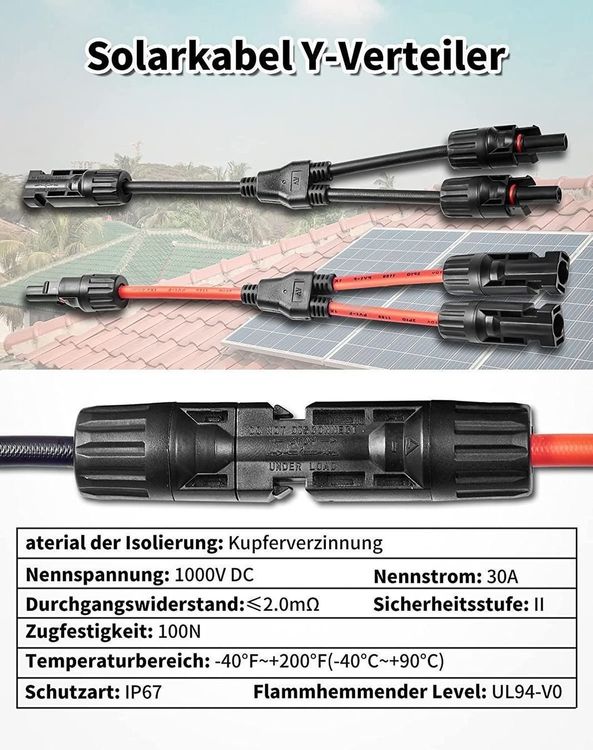 Solarkabel Y Verteiler Solarpanel Kabel Mmf Ffm Mc Stecker Kaufen