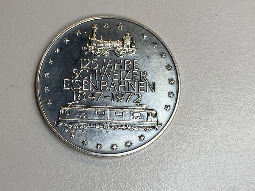 Medaille Silber 999 20g 125J Schweizer Eisenbahn Zahnrad Kaufen Auf