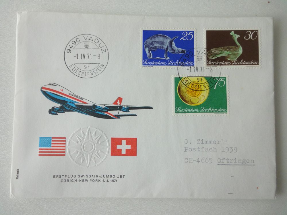 Erstflug Swissair Jumbo Jet Zh New York Vaduz Kaufen