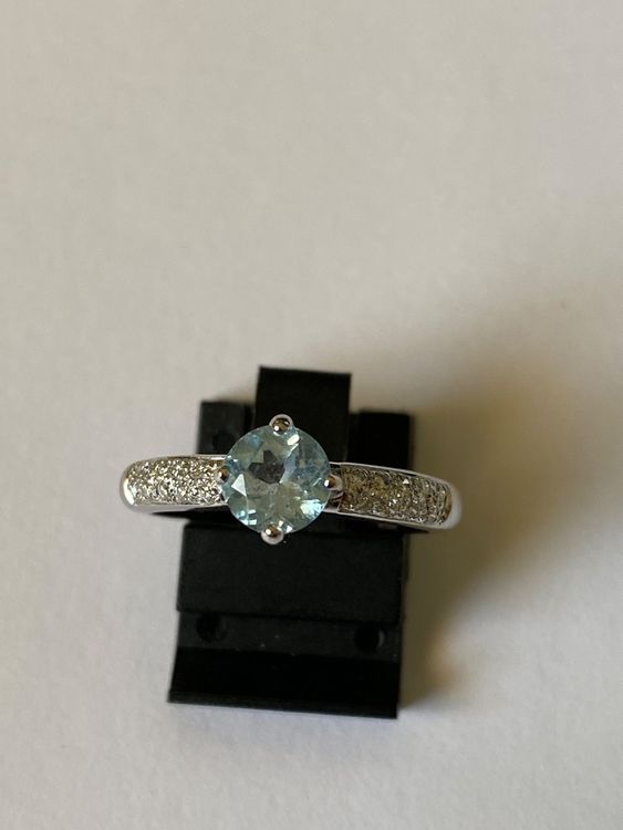 Ring Weissgold Aquamarin Diamanten 18 Karat Kaufen Auf Ricardo