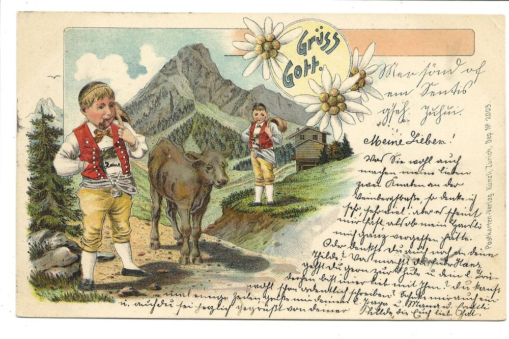 Gruss Gott Appenzeller Tracht Sennen Litho 1901 Kaufen Auf