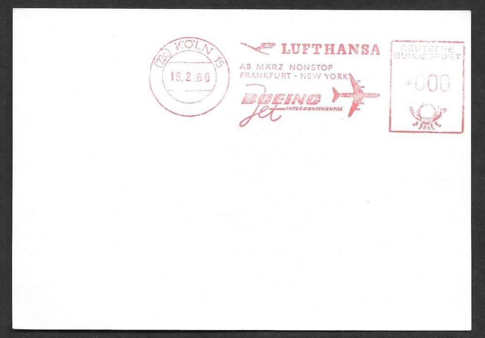 Lufthansa Firmenfreistempel Köln 15 16 2 1960 Kaufen auf Ricardo