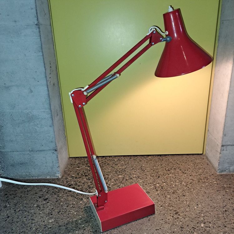 Architektenlampe Mit Stehfuss Schwenkbar 60er Vintage Rot Kaufen