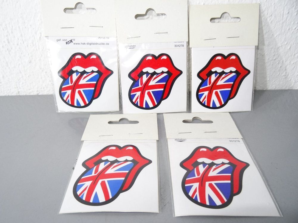 Restposten 5 Aufkleber Great Britain Rolling Stones Logo Kaufen Auf