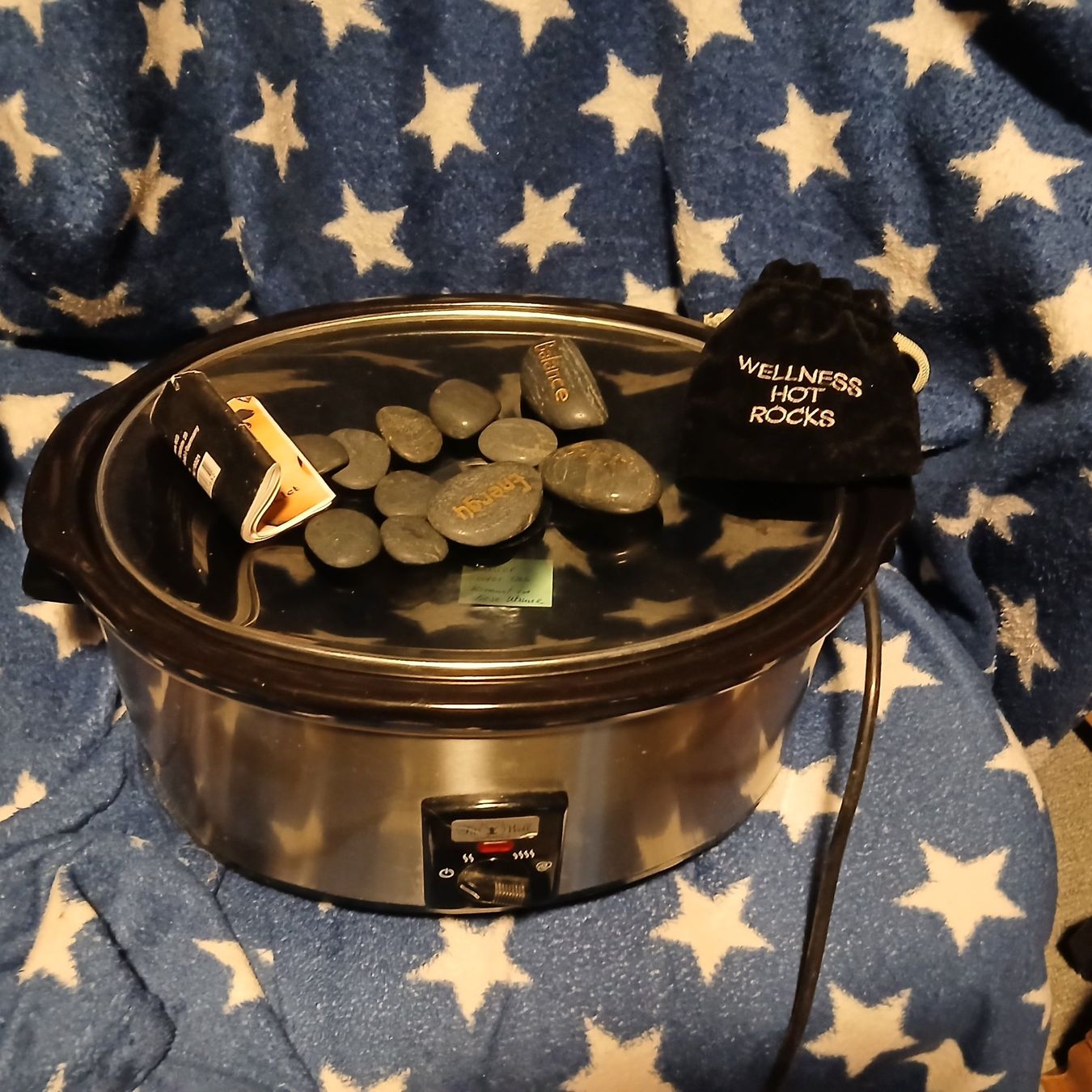 Wellness Hot Stone Set mit Wärmer für Massage NP Fr Gebraucht