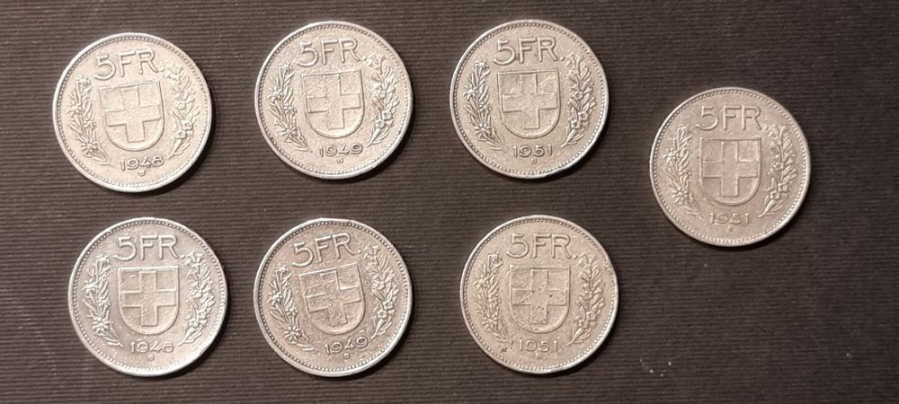 5 Franken CHF Lot Silber Münze 1948 1951 Rar Kaufen auf Ricardo