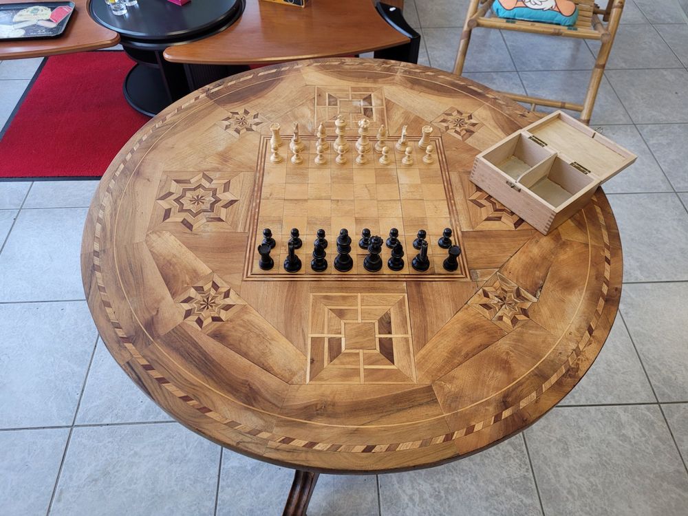 Antik Schachtisch Intarsien Spieltisch Schach Holztisch Rund Kaufen