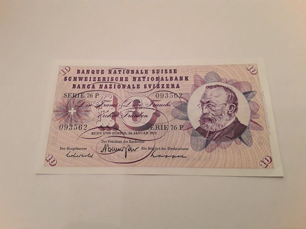 10Fr Note Schweiz 1972 Bankfrisch Top Kaufen Auf Ricardo