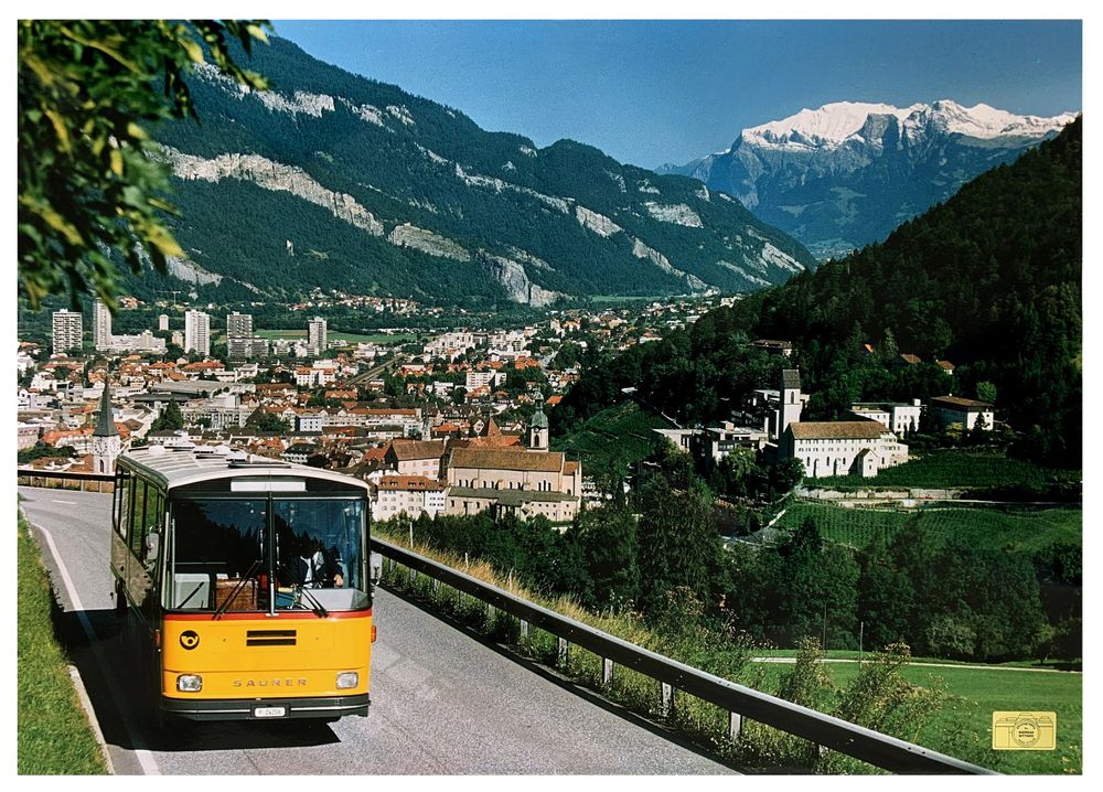 Chur Graubünden Postauto Saurer RH Foto Poster 50x70 cm Kaufen auf