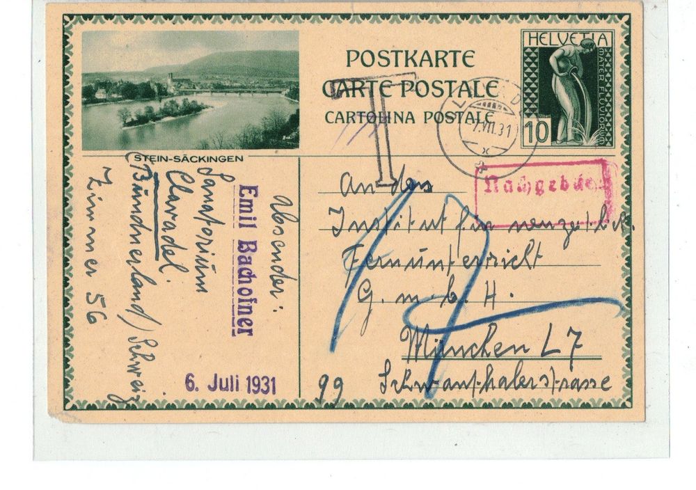 Ganzsache Postkarte PK 125 Stein Säckingen Taxe Kaufen auf Ricardo