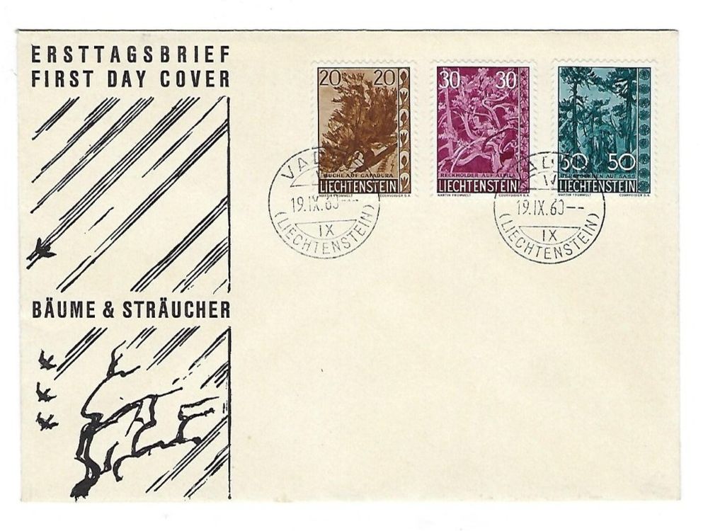 Liechtenstein FDC 1960 Bäume Vaduz 19 9 1960 Kaufen auf Ricardo