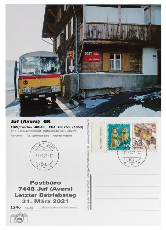 Juf Avers Letzttag Post PTT Postauto FBW Tüscher 40U43L Kaufen auf