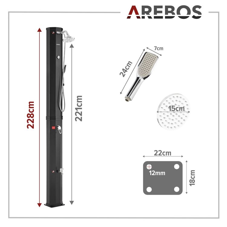 Arebos Solardusche Liter Cm Inkl Thermometer Kaufen Auf