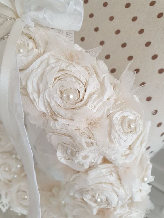 Kranz Weiss Papierrosen Shabby Chic Hochzeit Geschenk Deko Kaufen Auf