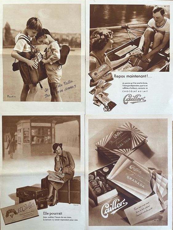 Cailler 4 alte Werbungen Anciennes publicités 1930 33 Kaufen auf