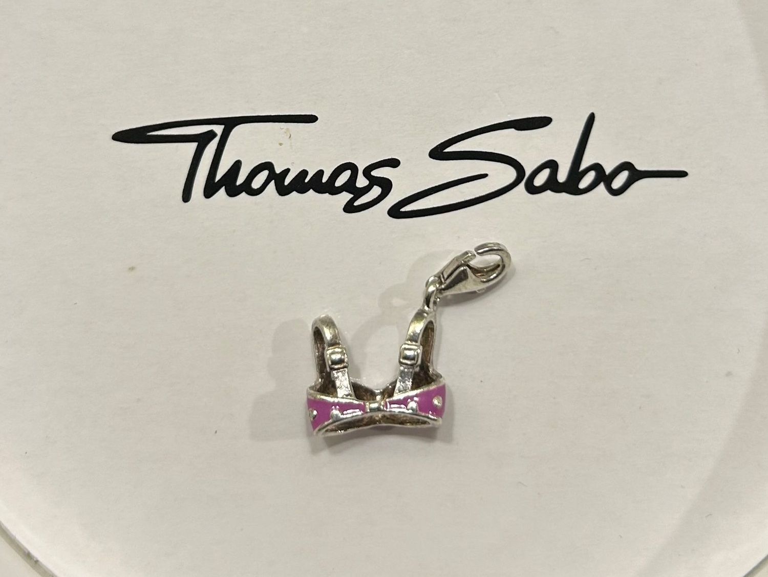 Thomas Sabo Charm Anhänger Bikini BH rosa pink Gebraucht in