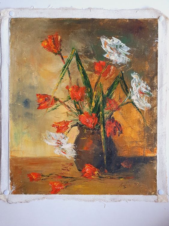 Peinture L Huile Sur Toile Sign E Bouquet De Fleurs Kaufen Auf