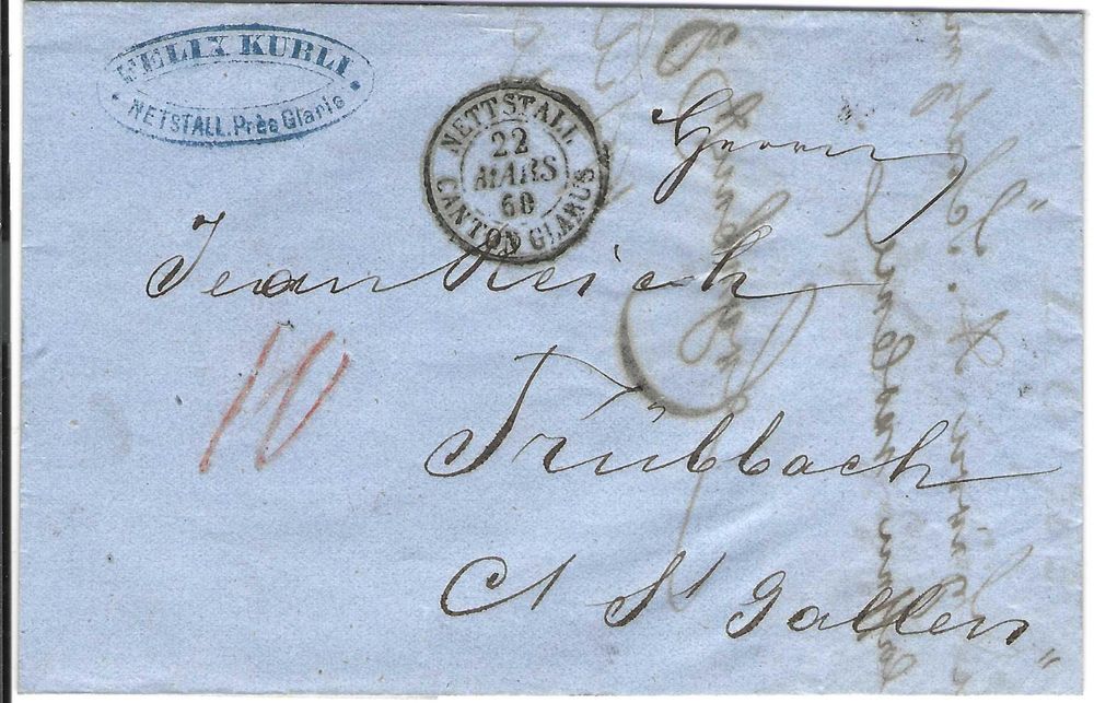 Faltbrief Nettstall Trübbach 1860 Kaufen auf Ricardo