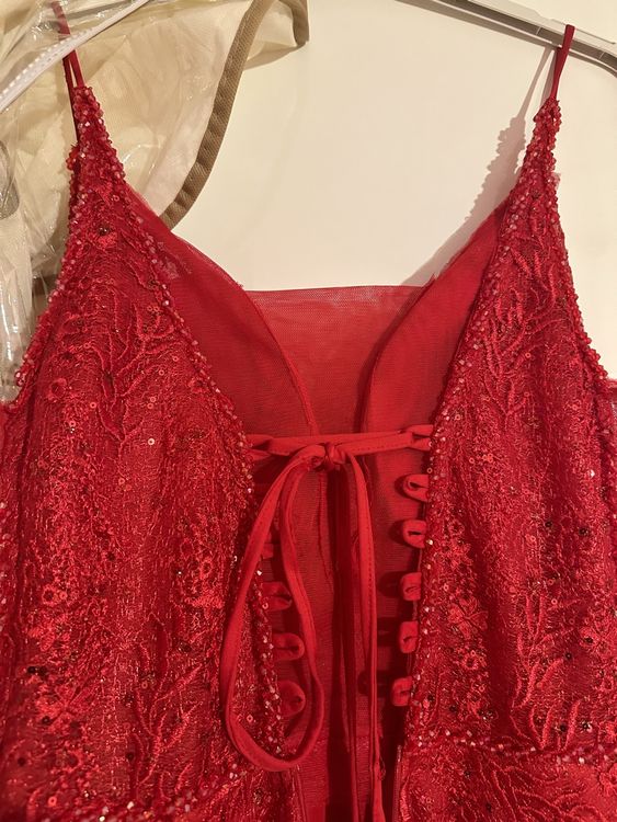 Rotes Abendkleid Mit Pailetten Und Rotem Strass Gr Sse Kaufen Auf