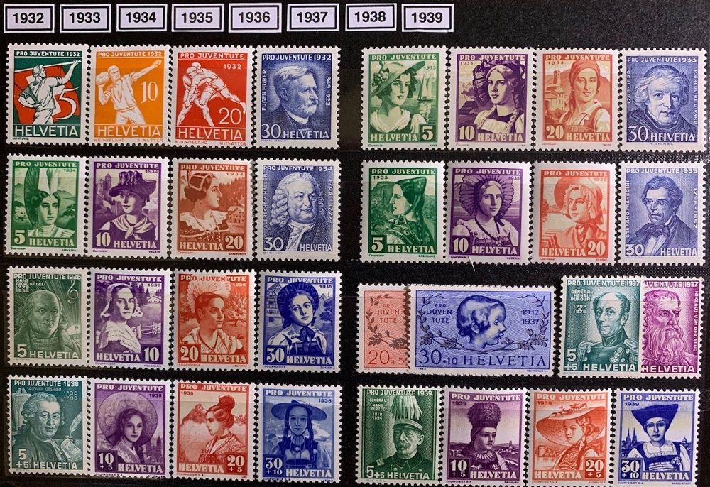 Timbres Suisses 1932 1933 1934 1935 1936 1937 1938 1939 Kaufen Auf