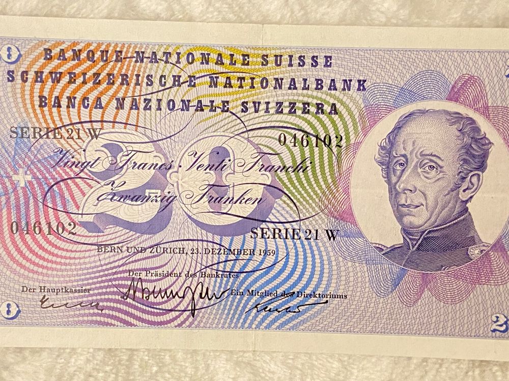 schöne Schweizer 20 Franken alte Banknote 1959 Kaufen auf Ricardo