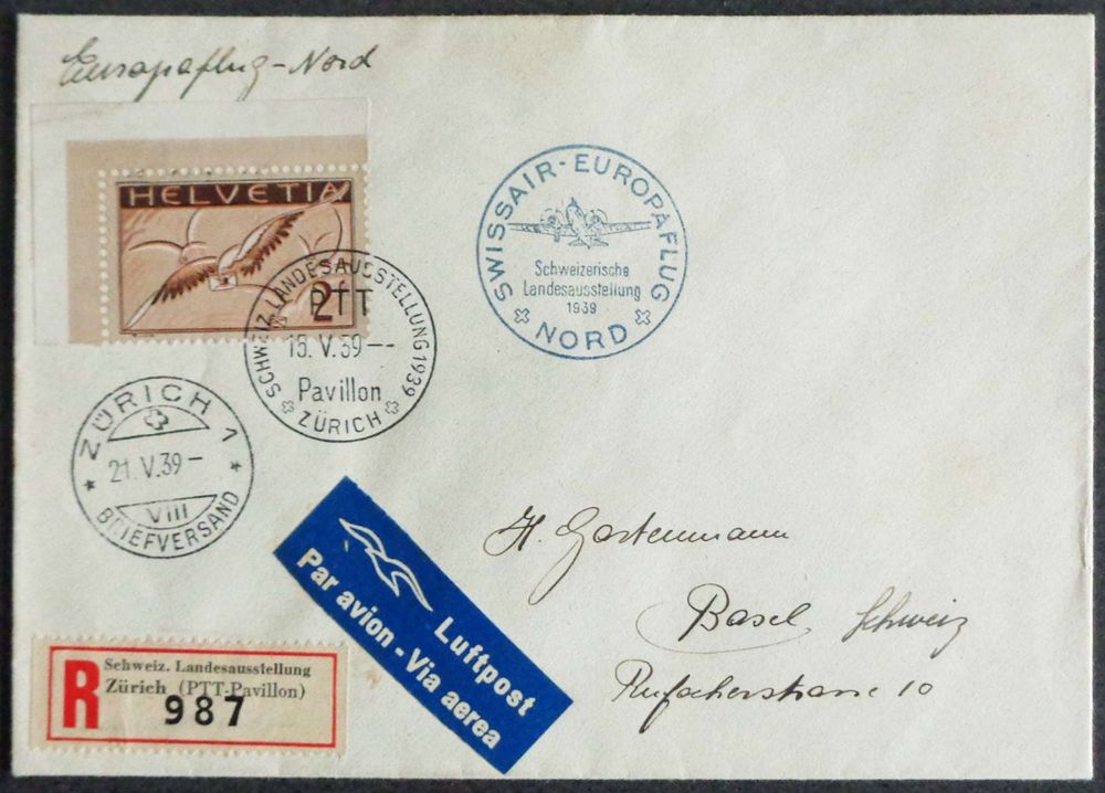 1939 SWISSAIR Europaflug Nord Landi Zürich Kaufen auf Ricardo