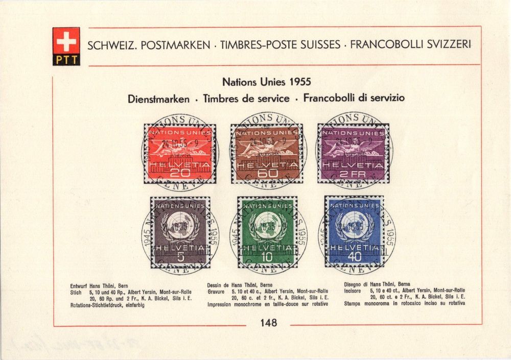 UNO ONU Serie 1955 Mit ET Vollstempel Kaufen Auf Ricardo