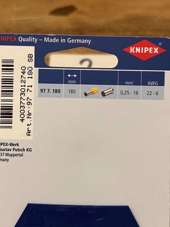 Knipex Crimp Aderendhülszange 9771180 SB Z018 Kaufen auf Ricardo