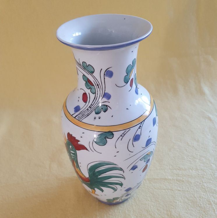 Farbige China Vase Mit Hahn Und Blumen Motiv Kaufen Auf Ricardo