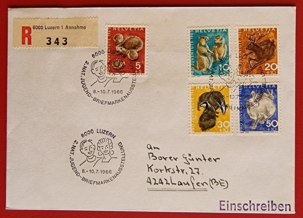 PRO JUVENTUTE 210 214 JUGEND BRIEFMARKEN LUZERN LAUFEN 1966 Kaufen