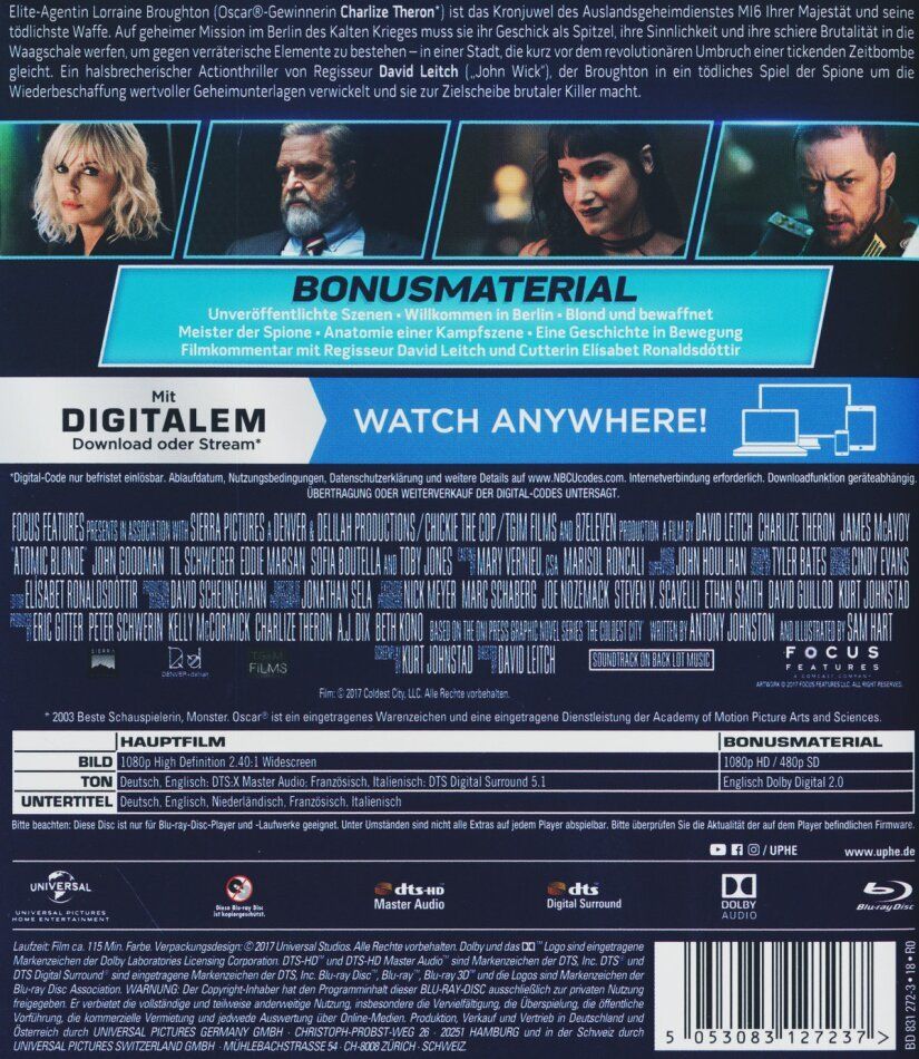 Atomic Blonde 2017 Charlize Theron James McAvoy Blu Ray Gebraucht