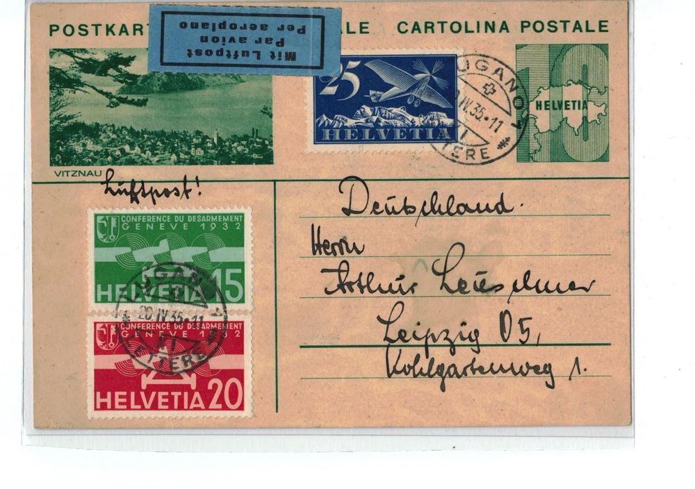 Ganzsache PK 136 Vitznau Luftpost 1935 Kaufen Auf Ricardo