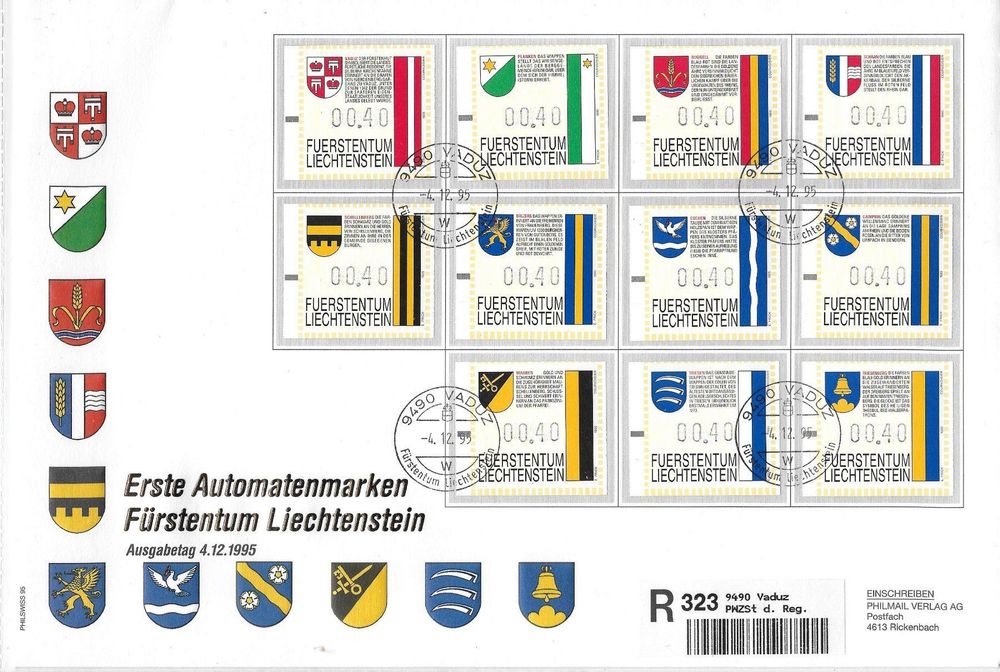 FDC Automatenmarken Liechtenstein 1995 Kaufen Auf Ricardo