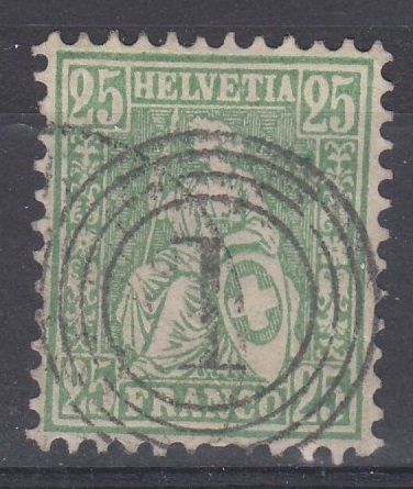 ZNr 40 sitzende Helvetia 25Rp mit ausländischem Stempel Kaufen