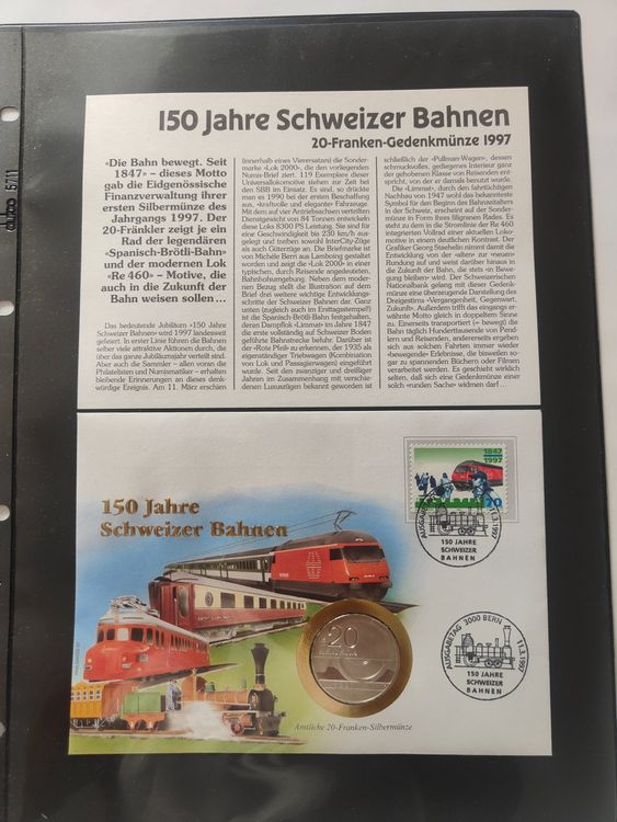 150 Jahre Schw Bahnen 20 Fr Gedenkmünze Kaufen auf Ricardo