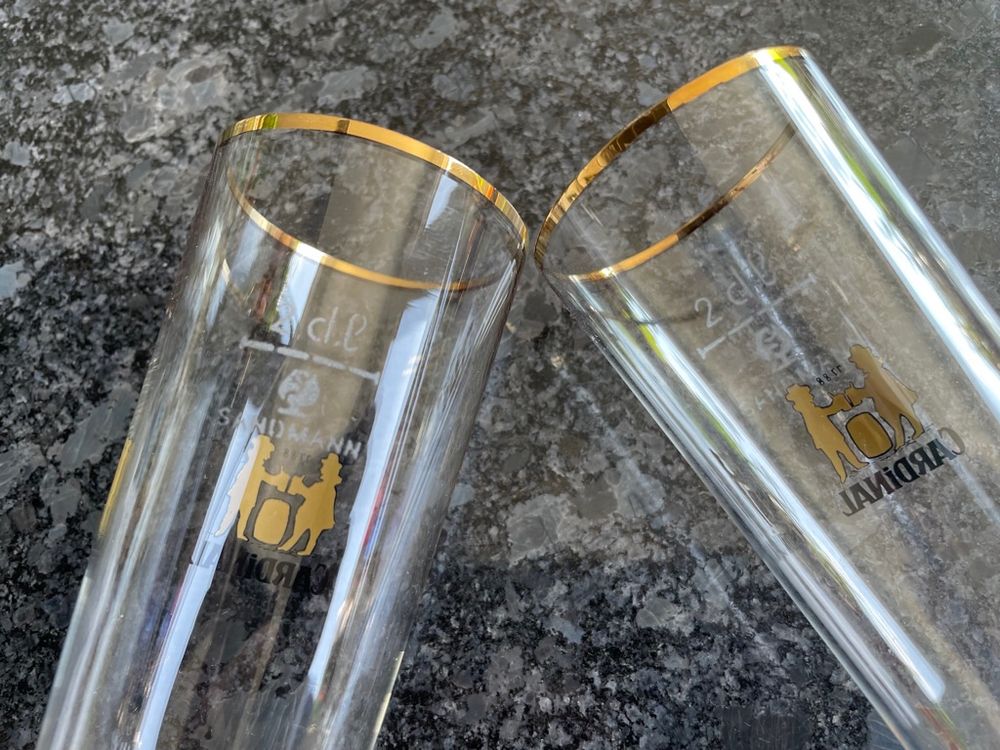 2 X 2 Dl Cardinal Stangen Bierglas Goldrand Vintage Kaufen Auf