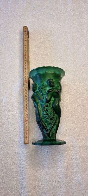 Cm Czech Art Deco Vase Of Nude Women Malachite Glass Kaufen Auf