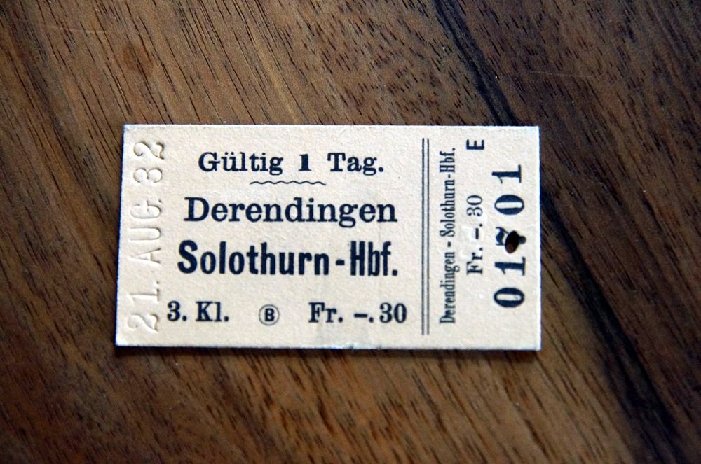 3 Kl Billet Derendingen Solothurn Hbf 1932 Kaufen Auf Ricardo